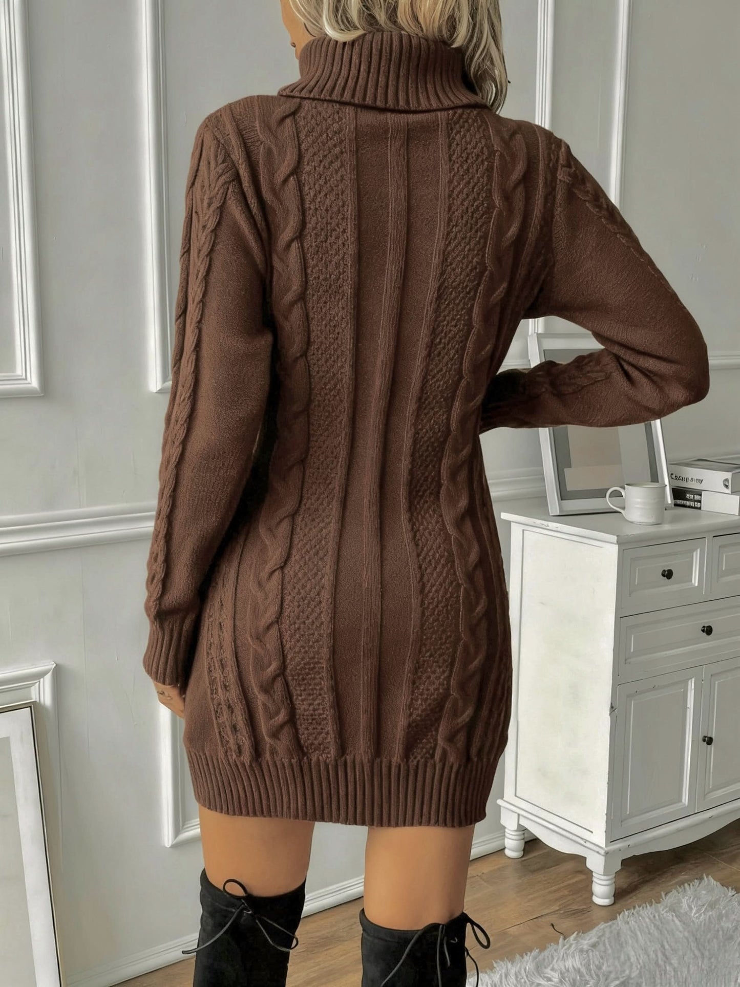 Caliah - High-Neck Braided Midi Dress