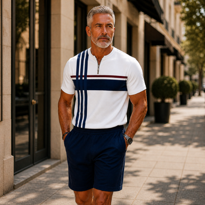 Short Sleeve Zipper Two-piece Set