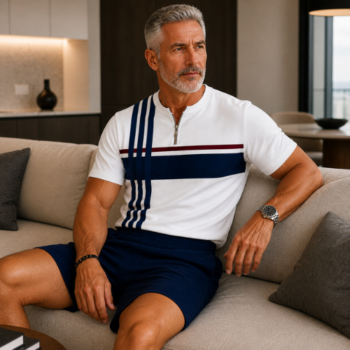 Short Sleeve Zipper Two-piece Set