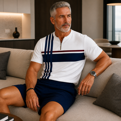 Short Sleeve Zipper Two-piece Set