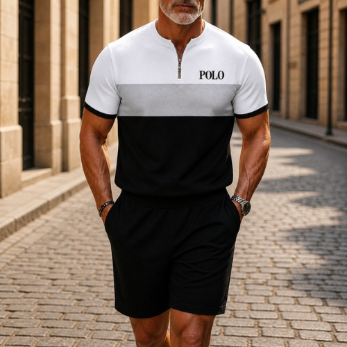 Short Sleeve Zipper Two-piece Set