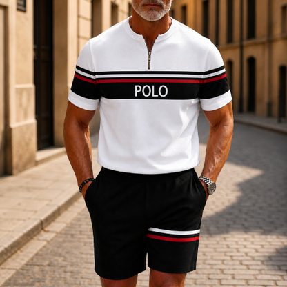 Short Sleeve Zipper Two-piece Set