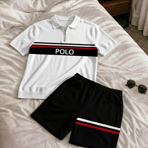 Short Sleeve Zipper Two-piece Set