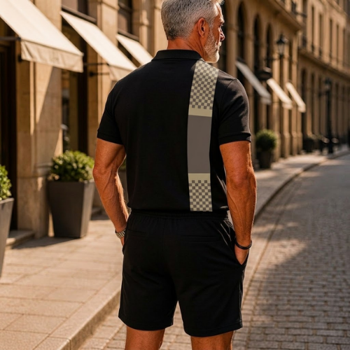 Short Sleeve Zipper Two-piece Set