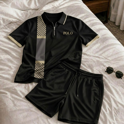 Short Sleeve Zipper Two-piece Set