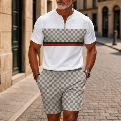 Short Sleeve Zipper Two-piece Set