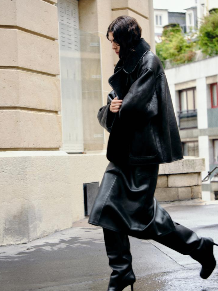 BRENDA - Wool Coat and Leather winter casual