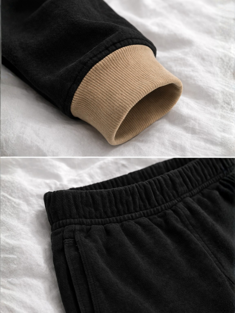 POLO Zipper Long Sleeve Long Pants Two-Piece Set