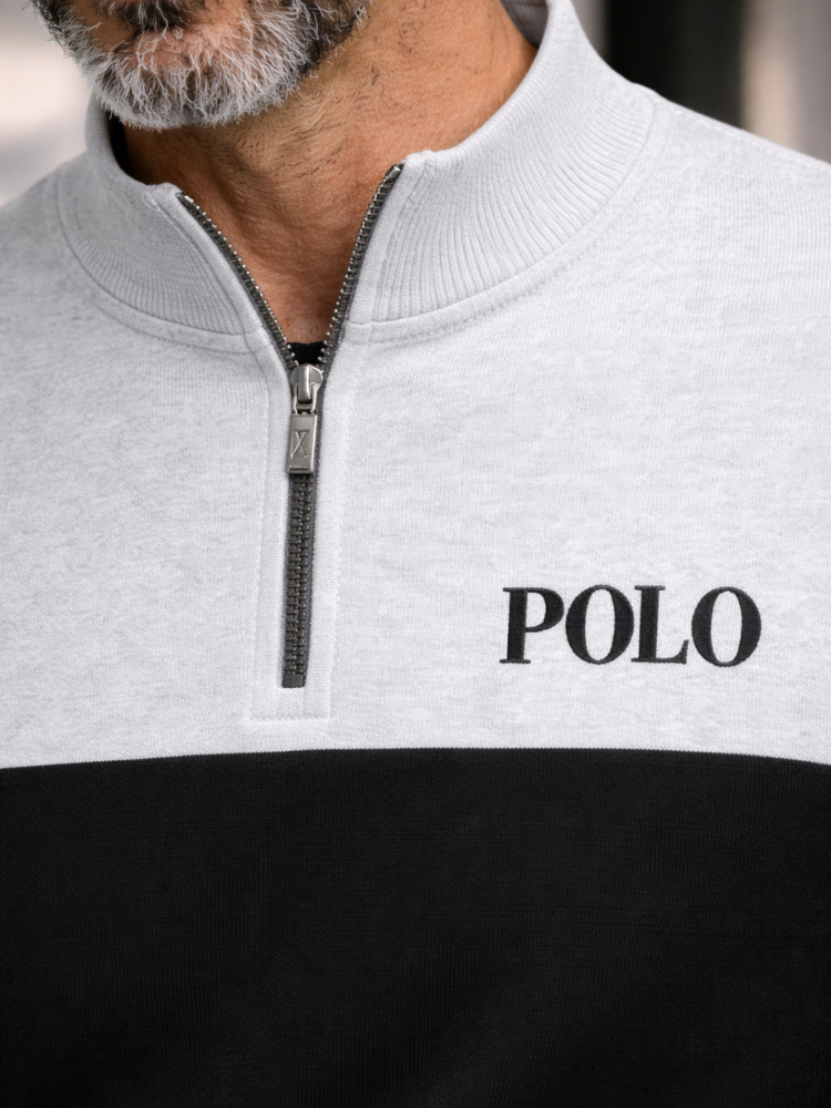 POLO Zipper Long Sleeve Long Pants Two-Piece Set