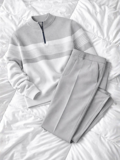 Zipper Long Sleeve Long Pants Two-Piece Set