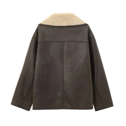 BRENDA - Wool Coat and Leather winter casual