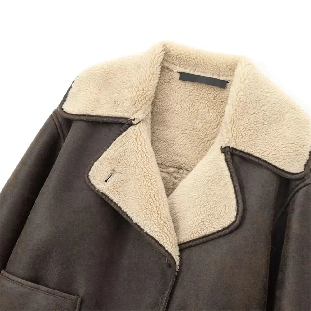 BRENDA - Wool Coat and Leather winter casual